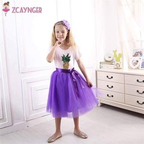 img 2 attached to Zcaynger Girls Tulle Skirt Tutu Dancing Dress: 5-Layer Fluffy with Ribbon - Perfect for Twirling and Dancing!