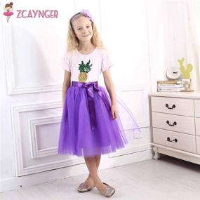 img 1 attached to Zcaynger Girls Tulle Skirt Tutu Dancing Dress: 5-Layer Fluffy with Ribbon - Perfect for Twirling and Dancing!