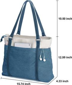 img 2 attached to 👜 Lightweight Splice Canvas Women's Laptop Tote Bag for Work - 15.6 Inch Handbag Purse