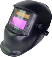 🔥 black metal fvscm welding helmet - solar powered, auto darkening hood with adjustable shade range 4/9-13 for mig tig arc welder mask logo