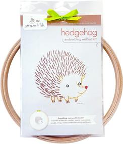 img 1 attached to Penguin & Fish Hedgehog Hand Embroidery Wall Art Kit: Whimsical Stitching Fun!