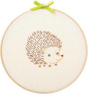 penguin & fish hedgehog hand embroidery wall art kit: whimsical stitching fun! logo