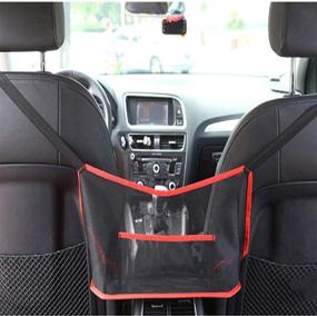 img 4 attached to Upgraded Red Car Net Pocket Handbag Holder - Seat Back Storage Organizer Net Bag, Purse & Pocket for Car, Backseat Pet/Kids Barrier (Handbag Not Included)