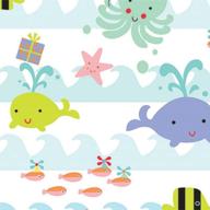 🎁 ocean sea babies birthday baby rolled gift wrap paper: 24"x15'- vibrant and adorable designs! logo