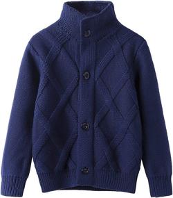 img 4 attached to 🧥 Boys' Turtleneck Diamond Cardigan Outerwear Sweaters by Cardigans