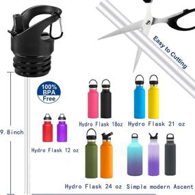 img 2 attached to 🥤 XACIOA Stainless Steel Straw Lid - Fits Hydro Flask Standard Mouth Bottle & Simple Modern Narrow Bottle - Compatible with 18, 21, and 24oz Hydroflask - Includes Straws, Brushes, and Carabiner