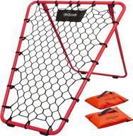 adjustable frame gosports basketball rebounder- portable pass back training aid with rubber grip feet, sandbags - easy 5 minute setup logo