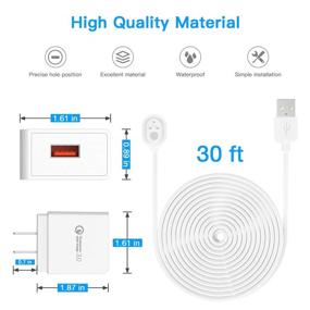 img 1 attached to 🔌 30ft Charger for Arlo Pro 3 and Arlo Ultra - Extra Long, Indoor Outdoor Magnetic Power Cable with Adapter for Continuous Charging of Arlo Ultra, Ultra 2, Pro 3, and Pro 4 - NOT Suitable for Floodlight - Pack of 2