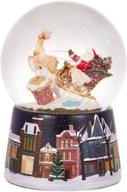 🎅 christmas santa claus is coming to town snow globe with reindeer and sleigh - musical snowglobe logo