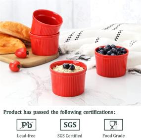 img 2 attached to 8 Ounce Yedio Ramekins, Porcelain Souffle Dishes Set - Ideal for Baking Deserts and Puddings. Set of 6 Red Ramekins, Oven Safe