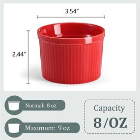 img 3 attached to 8 Ounce Yedio Ramekins, Porcelain Souffle Dishes Set - Ideal for Baking Deserts and Puddings. Set of 6 Red Ramekins, Oven Safe