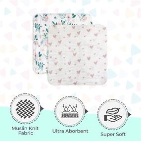img 3 attached to 👶 Newborn Baby Muslin Swaddle Blankets 2 Pack – Soft Cotton Baby Wraps for Girls with White Floral Design