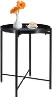 🌧️ waterproof metal side table for living room, bedroom, balcony, office - fulldepot round side table accent table, removable, black logo