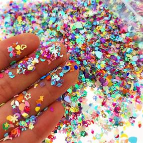 img 1 attached to 🎉 Multi-color Glitter Confetti 7.2oz/200g, Mixed Shapes Size 2-4mm, Perfect for Party Decor, DIY Crafts, Premium Nail Art, and More