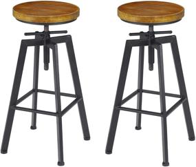 img 4 attached to 🪑 VILAVITA 2-Set Bar Stools: Adjustable Height Swivel Counter Chairs with Retro Finish