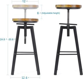 img 2 attached to 🪑 VILAVITA 2-Set Bar Stools: Adjustable Height Swivel Counter Chairs with Retro Finish