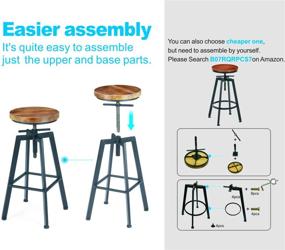 img 3 attached to 🪑 VILAVITA 2-Set Bar Stools: Adjustable Height Swivel Counter Chairs with Retro Finish