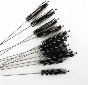 img 2 attached to 🌪 Honbay 12PCS Straw Cleaner Brushes, Nylon Bristles and Stainless Steel Handle, Skinny Pipe Tube Cleaner - 10mm bristles x 200mm long, in Black