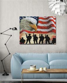 img 2 attached to 🦅 Home Decor Cross Stitch Kit - Counted and Stamped, with Pre-Printed 11CT Fabric, Embroidery Crafts Needlepoint Kit (Featuring Eagle and American Flag Soldier) – Size: 14.2×18.1 Inch