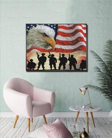 img 1 attached to 🦅 Home Decor Cross Stitch Kit - Counted and Stamped, with Pre-Printed 11CT Fabric, Embroidery Crafts Needlepoint Kit (Featuring Eagle and American Flag Soldier) – Size: 14.2×18.1 Inch