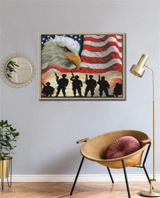 img 3 attached to 🦅 Home Decor Cross Stitch Kit - Counted and Stamped, with Pre-Printed 11CT Fabric, Embroidery Crafts Needlepoint Kit (Featuring Eagle and American Flag Soldier) – Size: 14.2×18.1 Inch