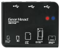 gear head llc 58-in-1 card reader and 3-port usb 2.0 hub for computer memory, cr7500h (black) logo