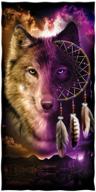 🐺 super soft plush cotton beach pool towel with wolf dreamcatcher design logo