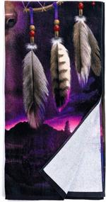 img 1 attached to 🐺 Super Soft Plush Cotton Beach Pool Towel with Wolf Dreamcatcher Design