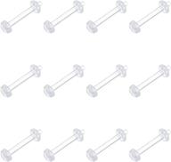 📿 vcmart clear cartilage earring 16g - clear acrylic bioflex tragus retainer lip ring, labret monroe, ear helix earring piercing retainer - sizes 6mm, 8mm, 10mm, 12mm logo