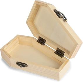 img 3 attached to 🔲 Unfinished Wood Coffin Box with Hinged Lids (6 Pack) - Perfect for Craft Projects