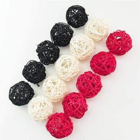 img 1 attached to 🎉 HaiMay 45-Piece Mixed Wicker Rattan Balls Decor Set for Vase Fillers, Bird Toys, Garden, Party, Wedding - Black White Red 1.8 Inch