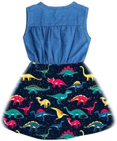 img 3 attached to Adorable NNXX Sleeveless Dinosaur Playwear Dresses for Girls - Stylish Clothing Must-Have!
