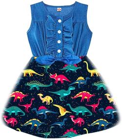 img 4 attached to Adorable NNXX Sleeveless Dinosaur Playwear Dresses for Girls - Stylish Clothing Must-Have!