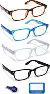 4 pack of blue light blocking reading glasses by boost eyewear - fashionable colors with antiglare 👓 lenses, traditional style frames for men and women, +1.25 strength - enhanced with spring loaded hinges (assorted colors) logo