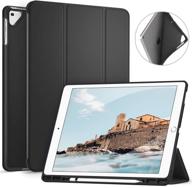 📱 ztotop ipad pro case 12.9 inch 2017/2015: lightweight tpu back cover with pencil holder & trifold stand - auto sleep/wake, protective, black (1st & 2nd gen) logo