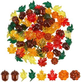 img 4 attached to 84-Piece Assorted Autumn Table Scatters Decor Set - Acrylic Leaves, Mini Pumpkins, Maple Leaves, Acorns, Crystals, Gems - Ideal for Thanksgiving Home Decoration, Vase Filling, and Fall-Themed Events (5 Colors)