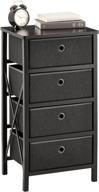 📦 mdesign black wood frame dresser storage unit - foldable, easy pull fabric bins - farmhouse style organizer for household storage in bedroom, hallway, entryway, and closets logo