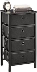 img 4 attached to 📦 mDesign Black Wood Frame Dresser Storage Unit - Foldable, Easy Pull Fabric Bins - Farmhouse Style Organizer for Household Storage in Bedroom, Hallway, Entryway, and Closets