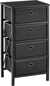 img 1 attached to 📦 mDesign Black Wood Frame Dresser Storage Unit - Foldable, Easy Pull Fabric Bins - Farmhouse Style Organizer for Household Storage in Bedroom, Hallway, Entryway, and Closets