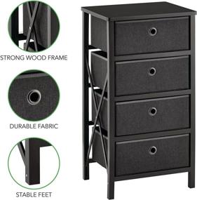 img 3 attached to 📦 mDesign Black Wood Frame Dresser Storage Unit - Foldable, Easy Pull Fabric Bins - Farmhouse Style Organizer for Household Storage in Bedroom, Hallway, Entryway, and Closets