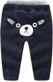 img 4 attached to Stay Cozy and Cute with Mud Kingdom Kids Fleece Jogger Pants - Winter Essential with Adorable Bear Design