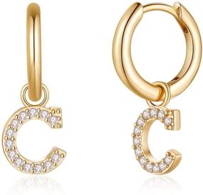 img 4 attached to 💍 S925 Sterling Silver Initial Earrings for Girls with Hypoallergenic Cubic Zirconia – Unique Gift Idea!