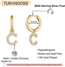 img 3 attached to 💍 S925 Sterling Silver Initial Earrings for Girls with Hypoallergenic Cubic Zirconia – Unique Gift Idea!