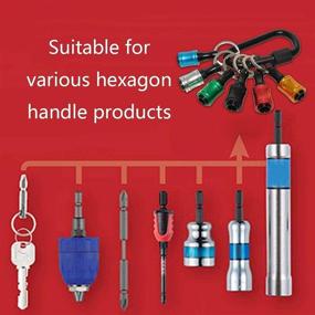 img 3 attached to 🔧 WANGFUFU 1/4" Hex Shank Screwdriver Bits Holder Extension Bar - Aluminum Alloy Drill Adapter Keychain, Portable and Convenient