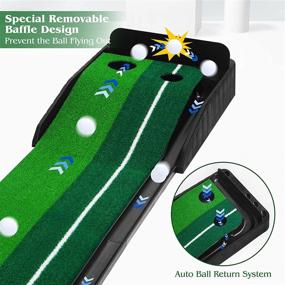 img 2 attached to 🏌️ Upgraded Luricaa Golf Putting Practice Green Mat - Gentle Slope Training Mat with Automatic Ball Return System and Removable Baffle - Ideal for Home, Office, and Backyard Use