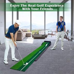 img 3 attached to 🏌️ Upgraded Luricaa Golf Putting Practice Green Mat - Gentle Slope Training Mat with Automatic Ball Return System and Removable Baffle - Ideal for Home, Office, and Backyard Use