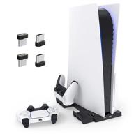 🎮 ultimate vertical stand for ps5 digital edition/ultra hd console: controller charging station + 4 type c connectors logo