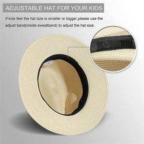 img 2 attached to 👒 Lanzom Unisex Kids Girls Boys Summer Straw Hat: Stylish Wide Brim Floppy Beach Sun Visor Hat