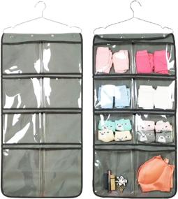 img 4 attached to Maximize Storage Space and Declutter with NIMES Durable Hanging Closet Organizer - Ideal for Underwear, Socks, Bras, Stockings, and Accessories - Dual-Sided with 16 Large Clear Pockets (Grey)