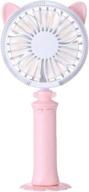 🐱 saytay pink portable handheld cat fan: usb rechargeable, 2 speeds, night light - perfect for office, bedroom, and outdoor use логотип